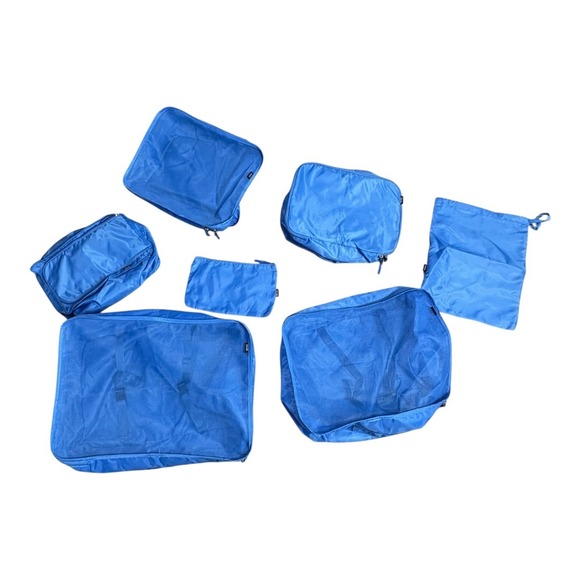 Bagail Blue Travel Luggage Organizer Packing Cubes Bags Mesh Zip Set of 7 - Picture 2 of 16